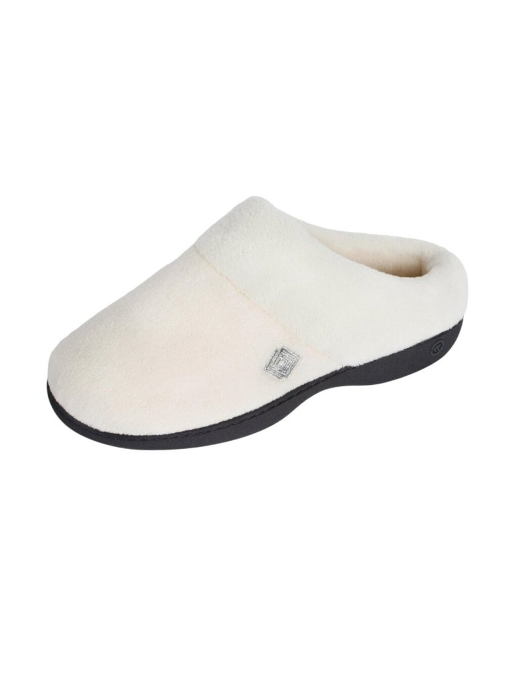NWT Isotoner Womens Classic Clog Slippers Fuzzy Cozy Ewe White / Gray S (6.5-7)